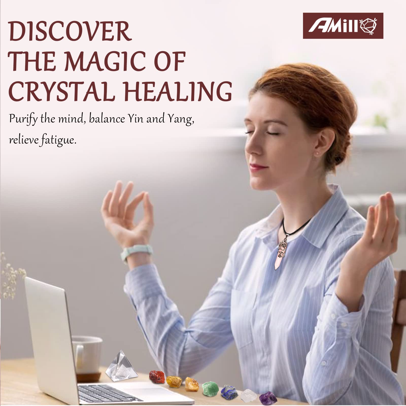 AMill pink healing crystal necklace inspires calm during daily rituals