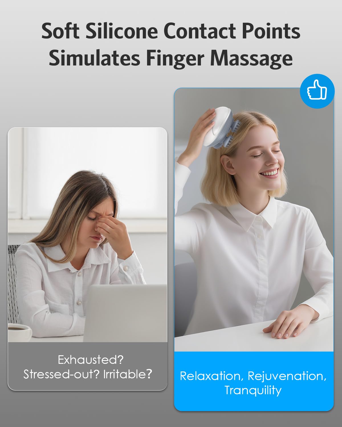 AMIR removable silicone massage heads simplify cleaning and skin-friendly use.