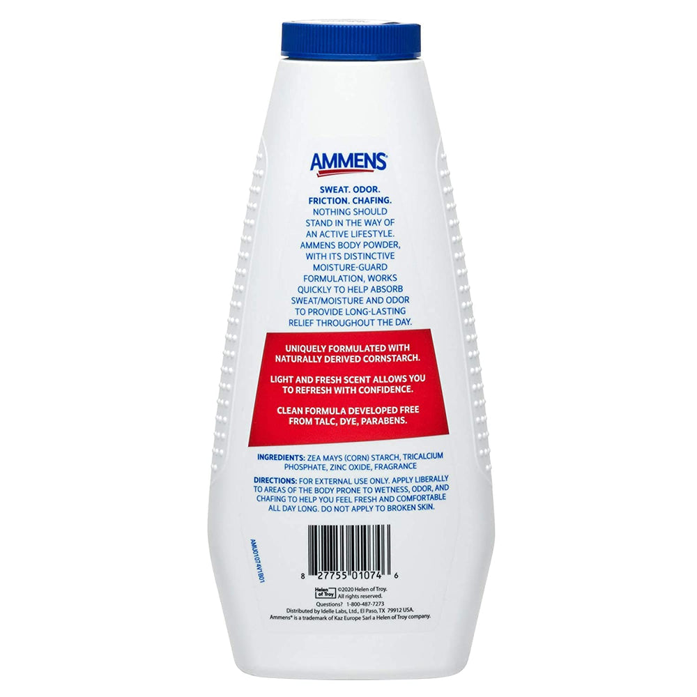 AMMENS Body Powder Original 11 oz container shown for easy, even application.