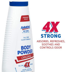 AMMENS Body Powder Original cooling effect helps keep feet dry and comfortable.