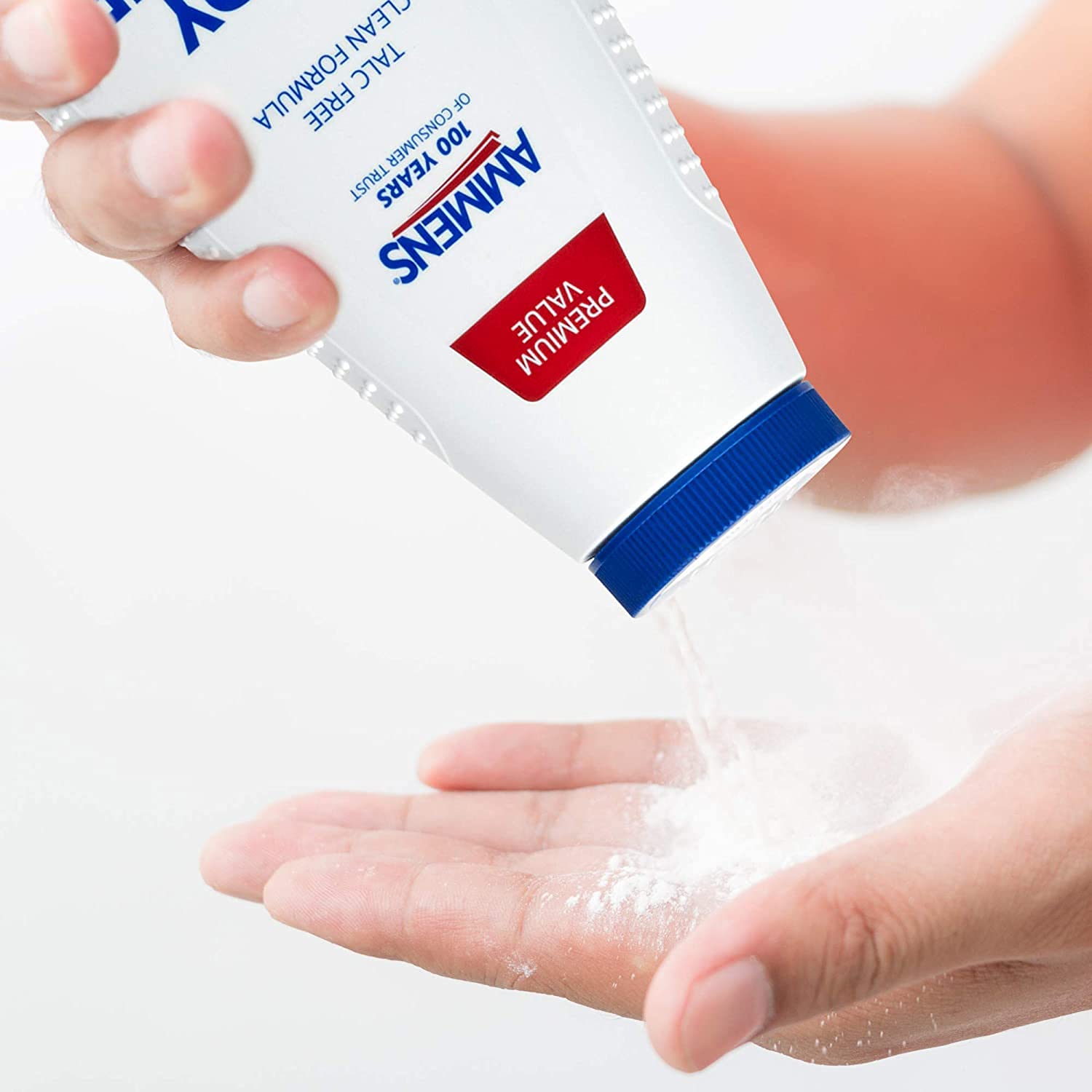 AMMENS Body Powder Original application helps prevent chafing during active wear.