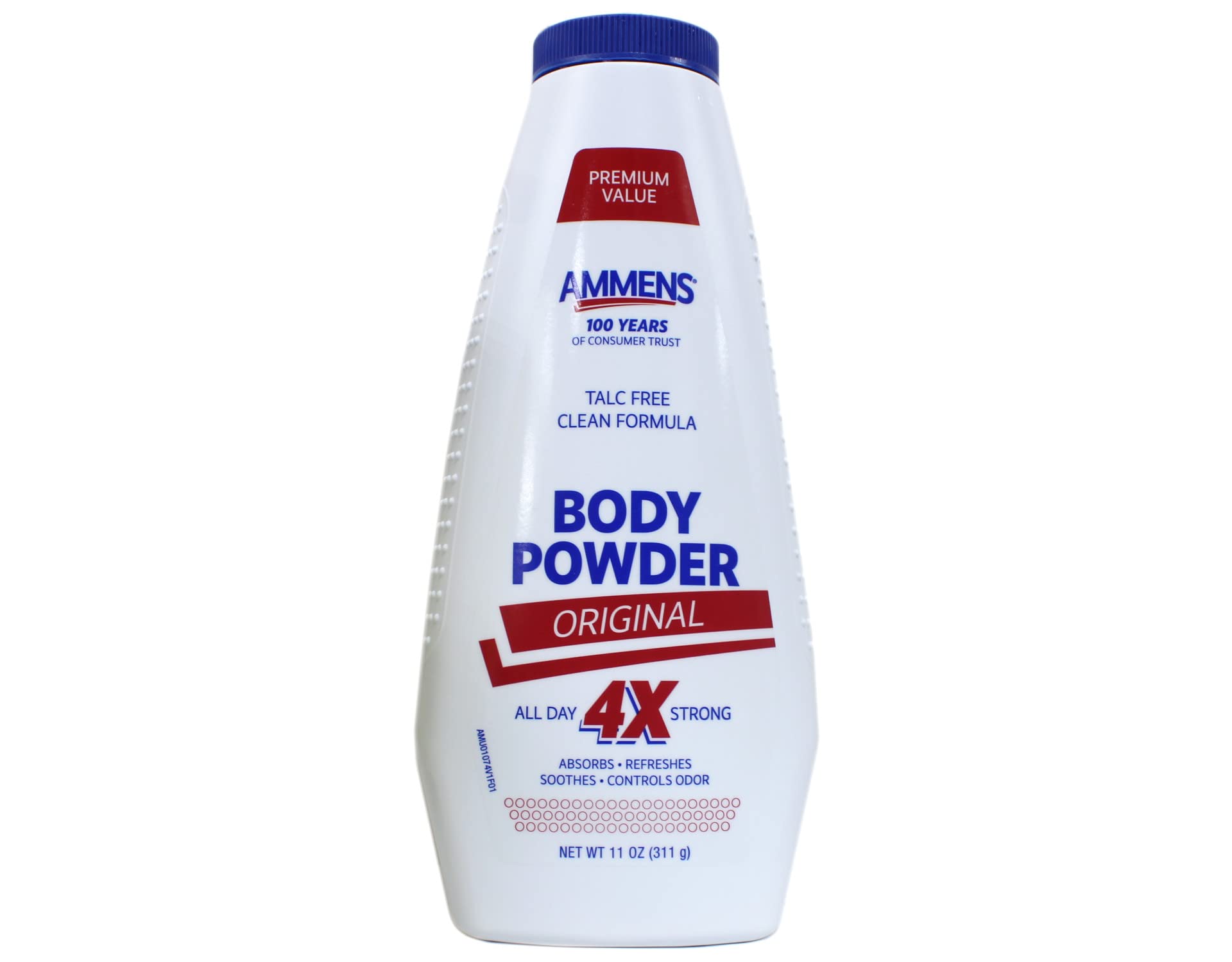 AMMENS Original Powder 11oz packaging shown, designed for all-over protection and daily comfort.