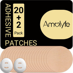 Amolyfe Dexcom G7 adhesive patches in tan pack ready for on-the-go protection.