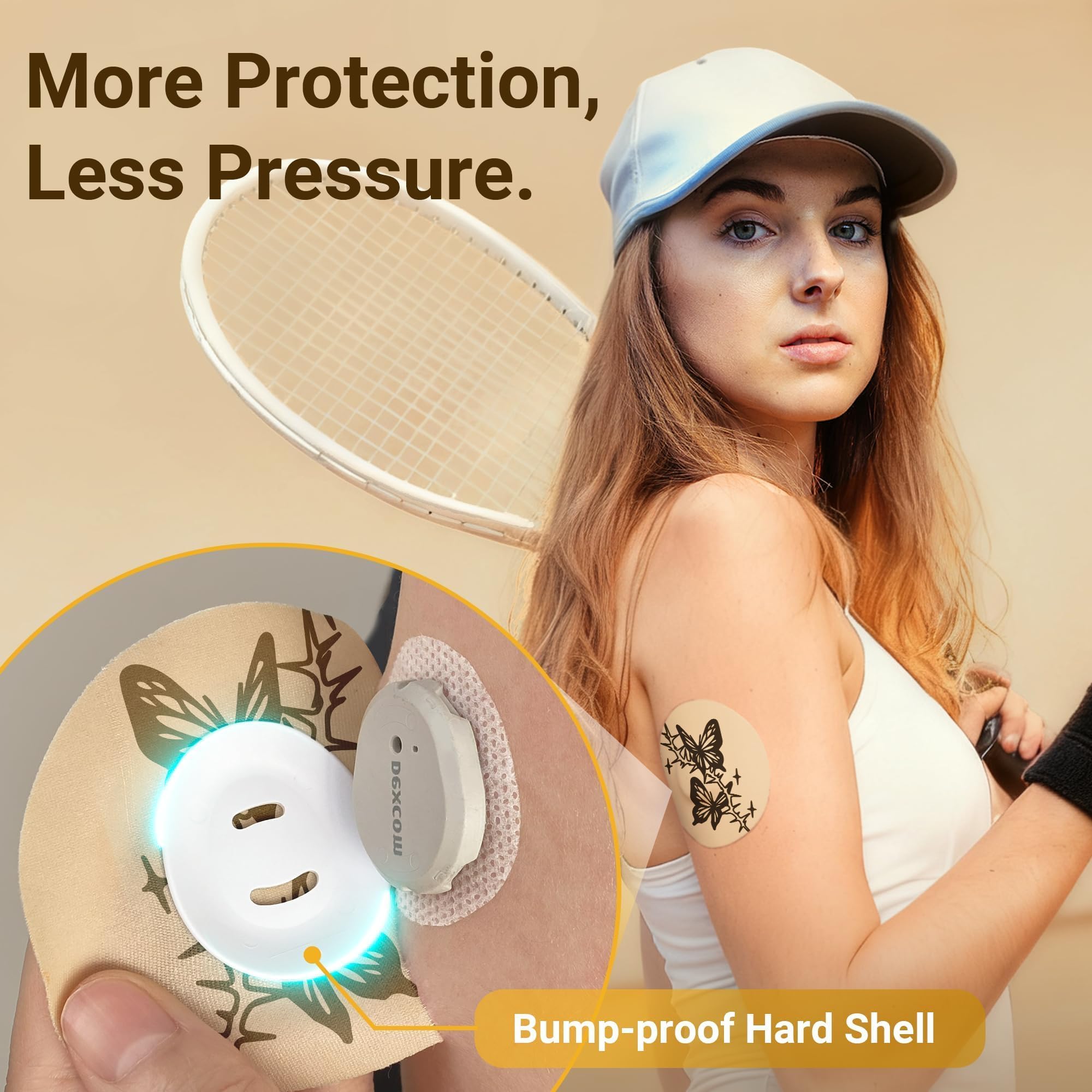 Amolyfe Dexcom G7 Fray-Free Fabric Rose keeps patch flat and secure during workouts