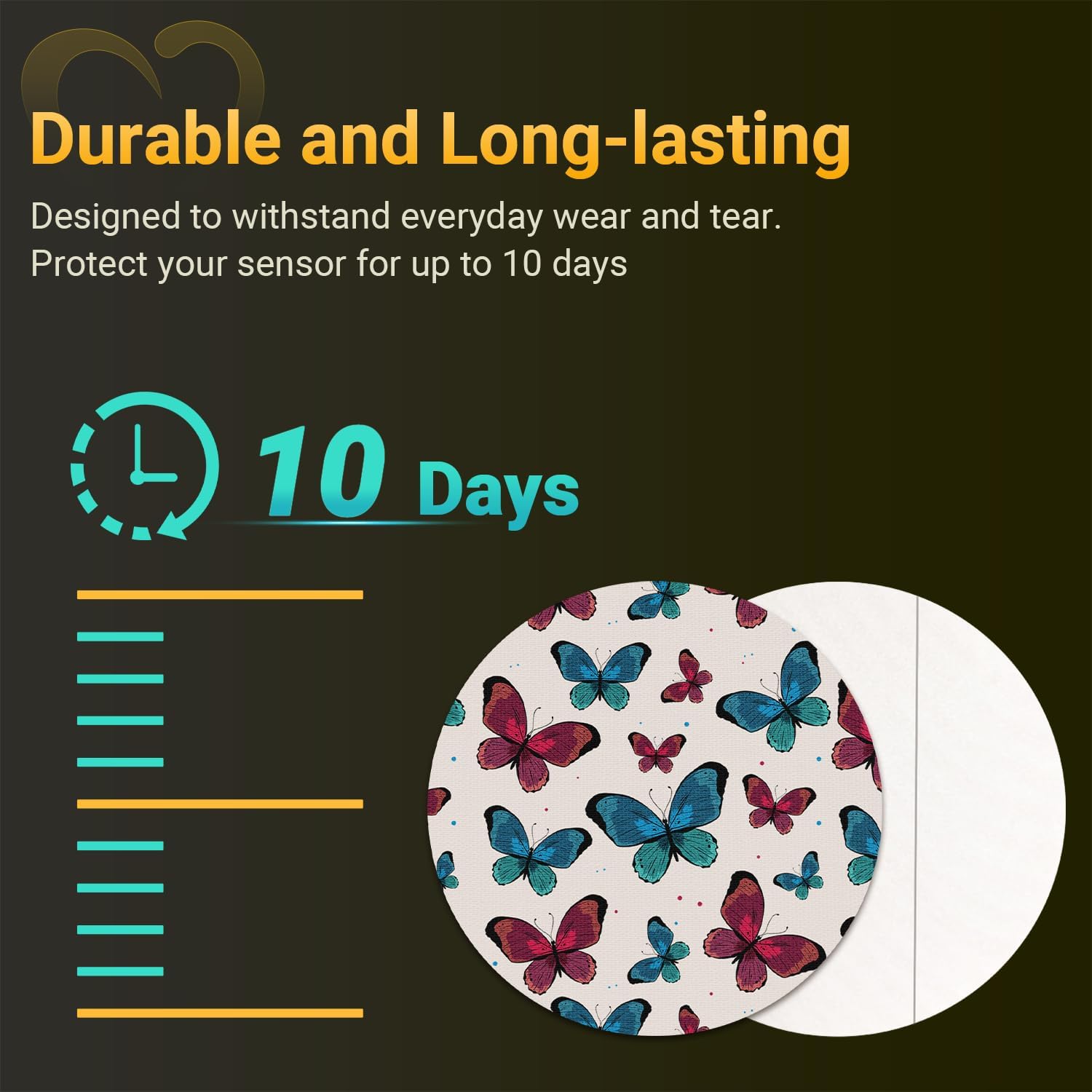 Medical-grade adhesive is latex-free and gentle on sensitive skin.