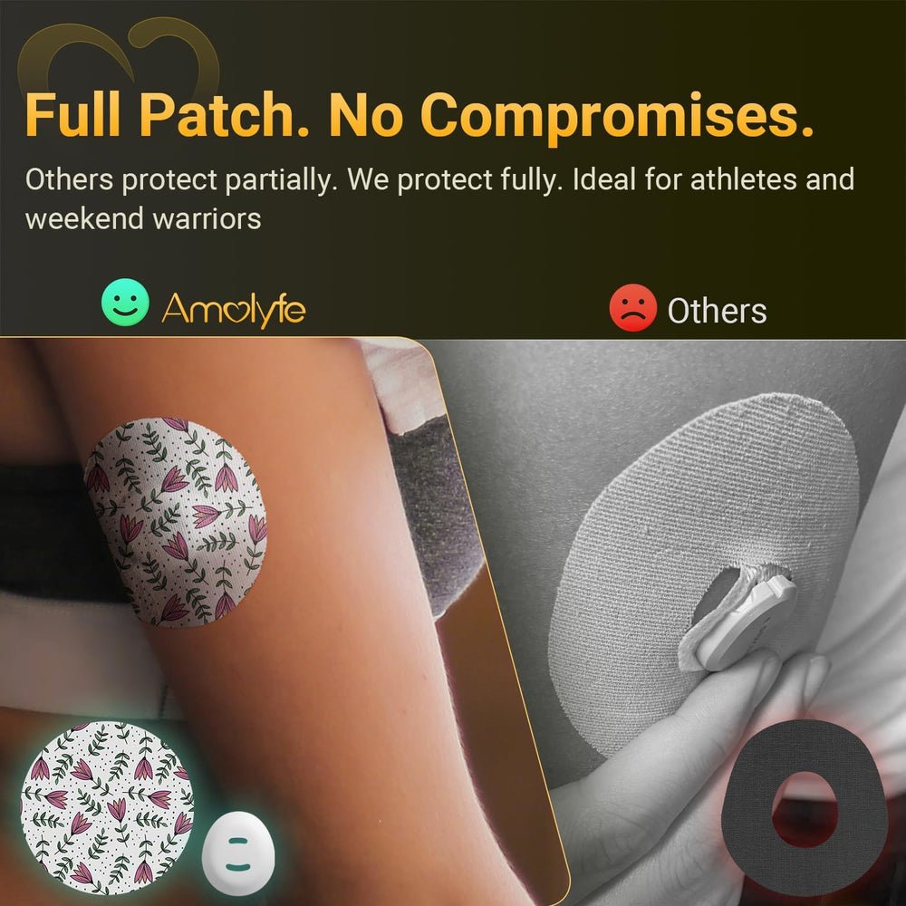 Waterproof Amolyfe patch keeps the sensor dry during swimming or sweating.