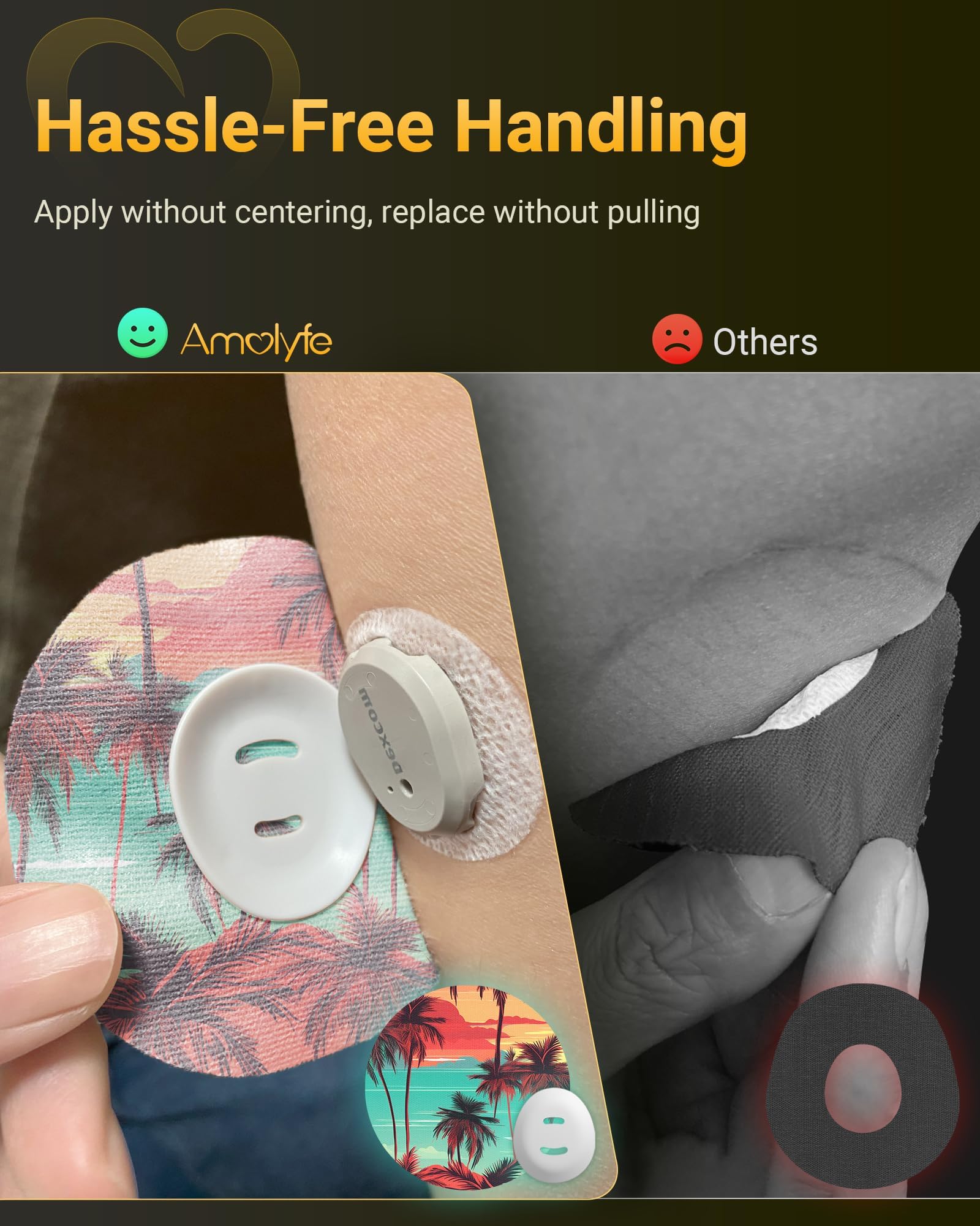 Amolyfe Dexcom G7 overpatch applies easily with no residue