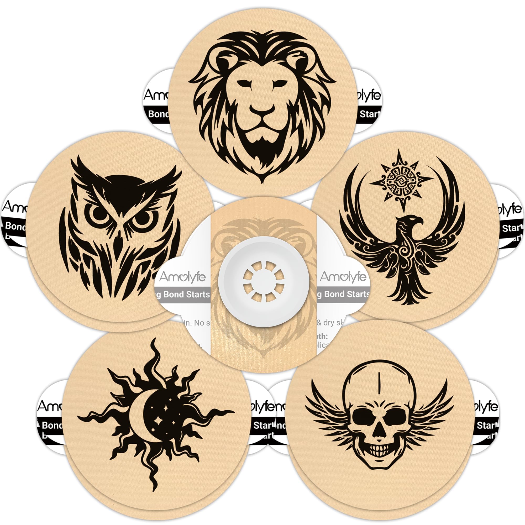 Amolyfe Dexcom G7 Tattoo Overpatch Lion design for discreet wear and comfort
