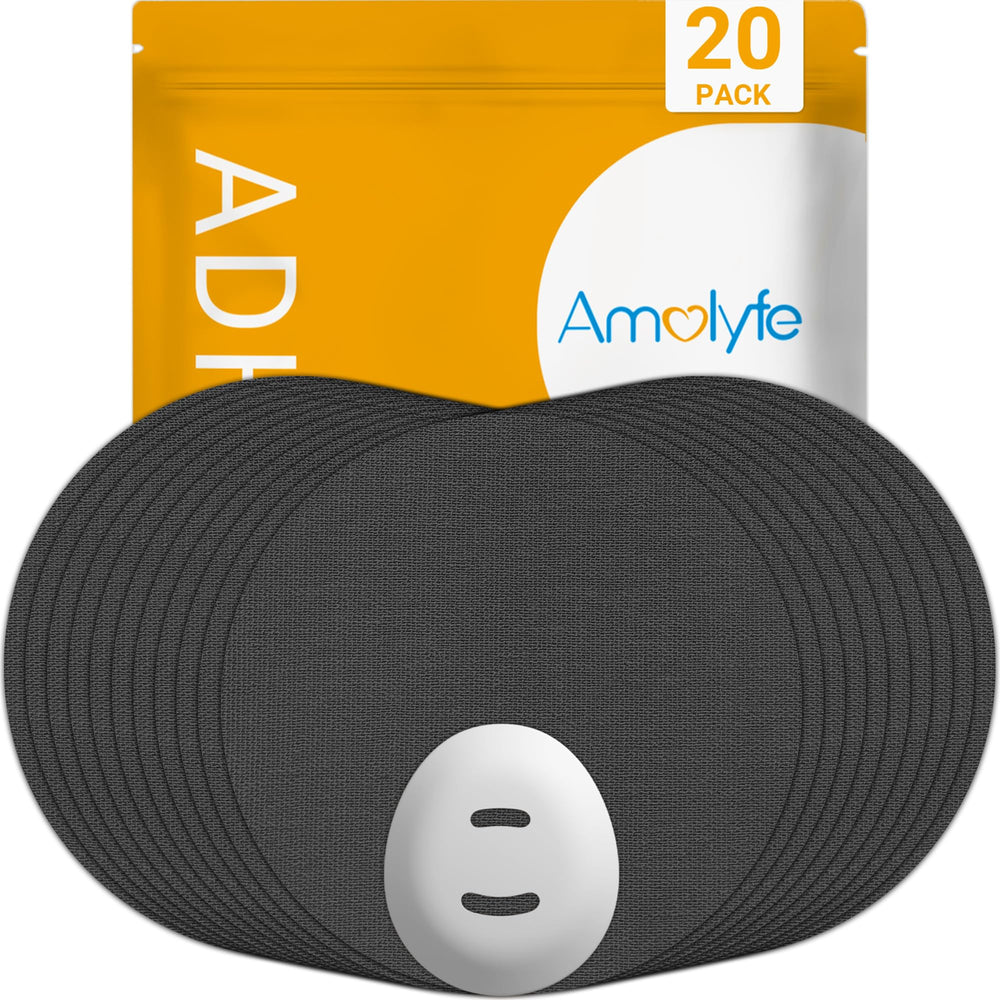 Amolyfe Dexcom G7 Overpatches pack shot showing 20 patches for extended wear