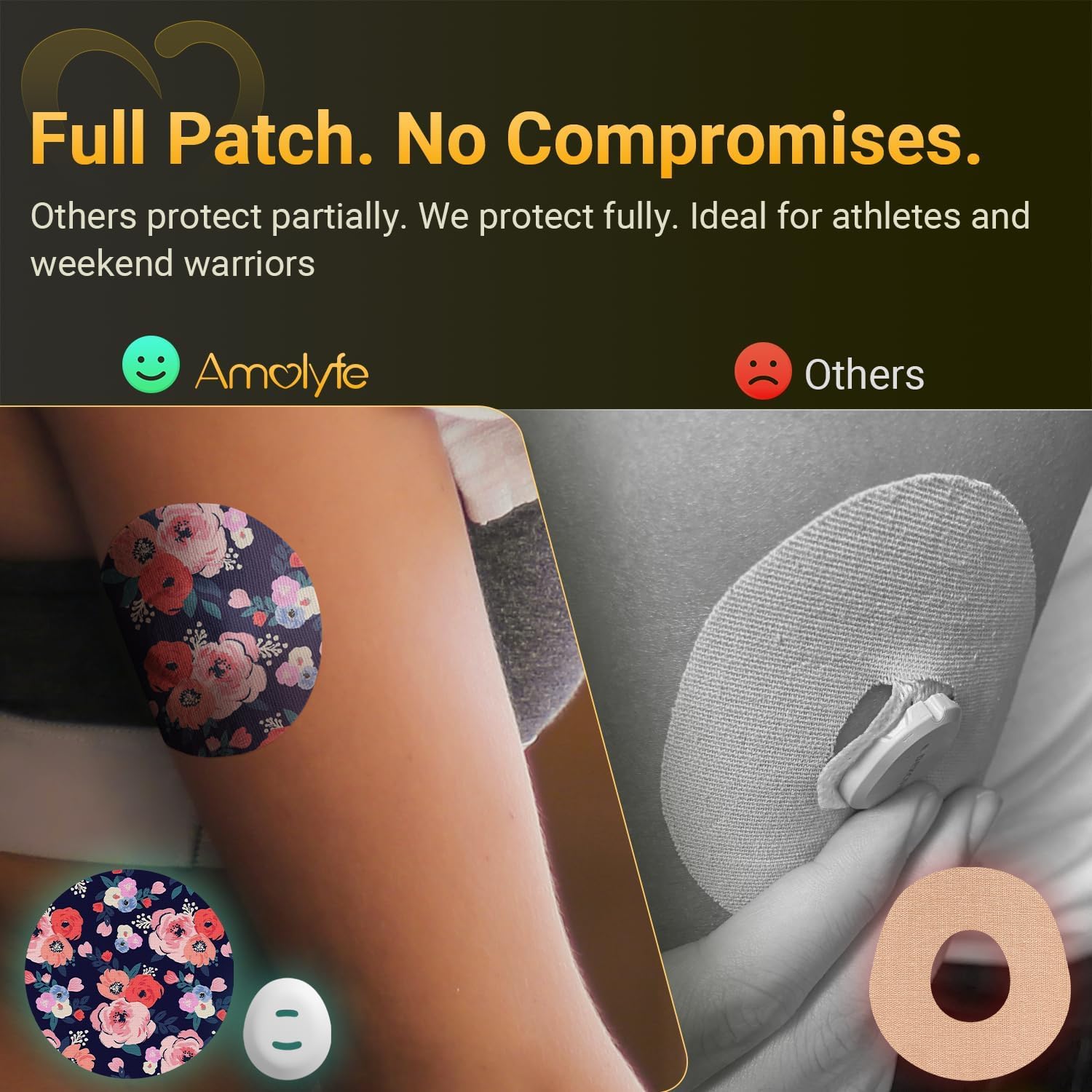 Amolyfe Flower Dexcom G7 over-patch provides bump-proof protection from everyday contact