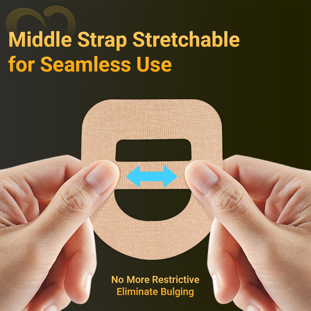 Amolyfe Omnipod 5 overpatches on breathable material for comfort during wear.