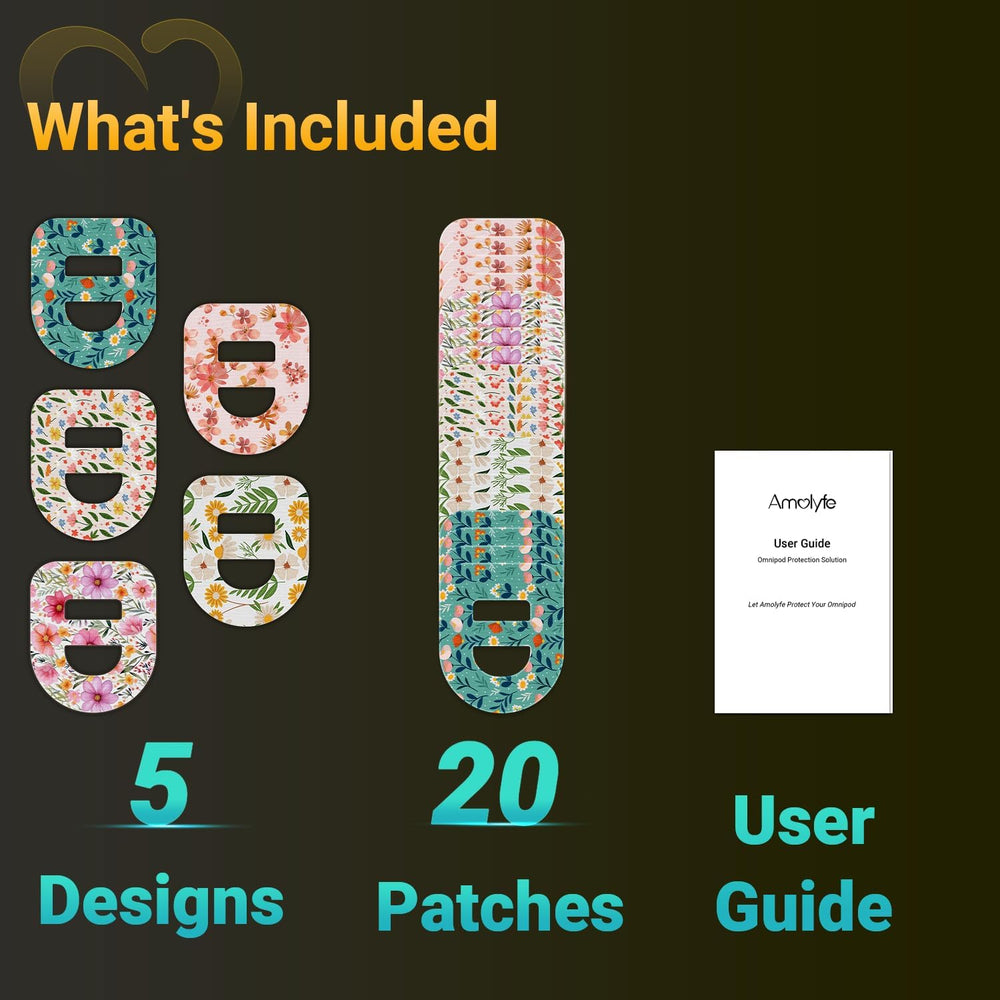 Amolyfe Omnipod 5 patches with stretchable middle strap for secure fit