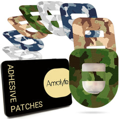 Amolyfe Omnipod overpatch in camo with a secure middle strap for added stability.