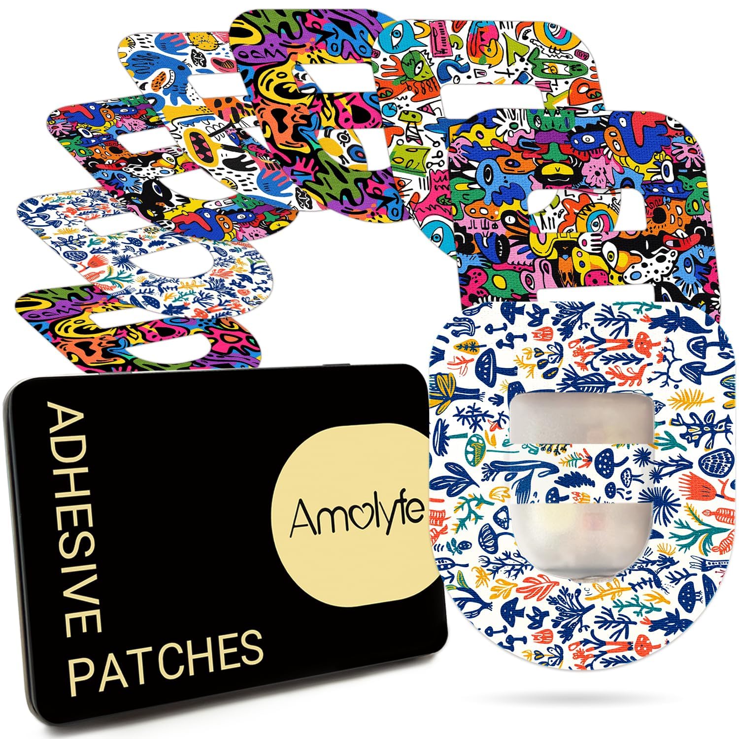 Amolyfe Omnipod overpatch with middle-strap secures pods during daily activities.