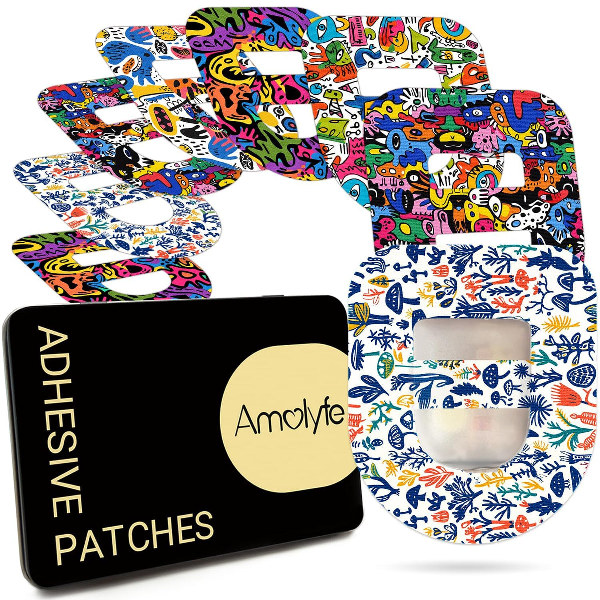 Amolyfe Omnipod overpatch with middle-strap secures pods during daily activities.
