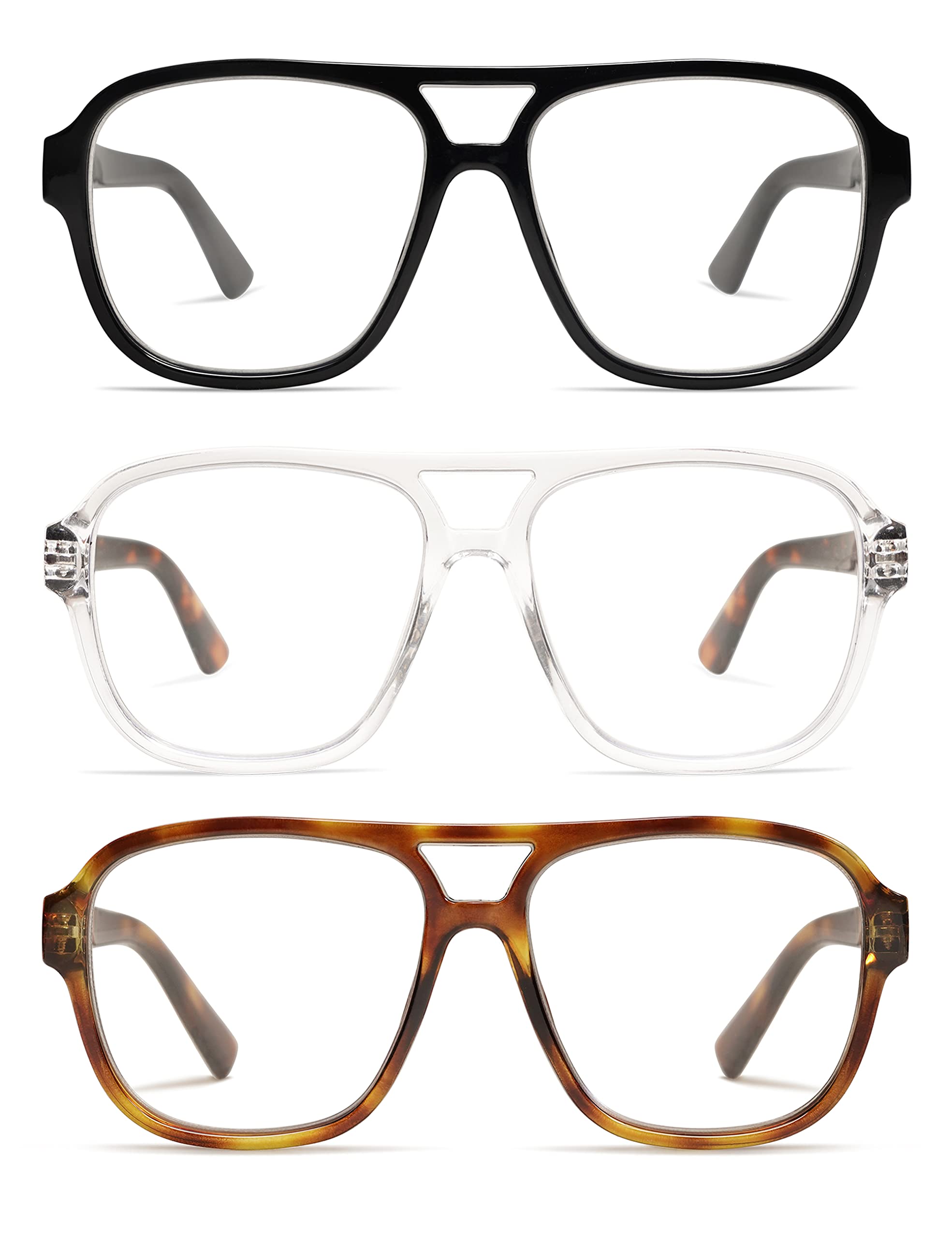 AMOMOMA 3-pack oversized aviator frames on display for daily reading