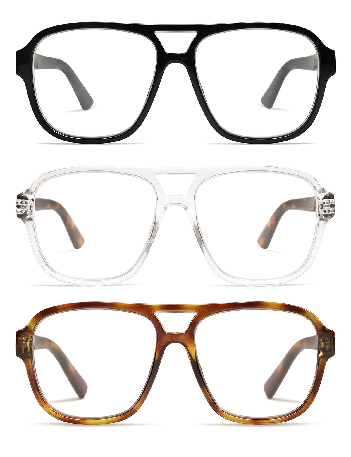 AMOMOMA 3-pack oversized aviator frames on display for daily reading