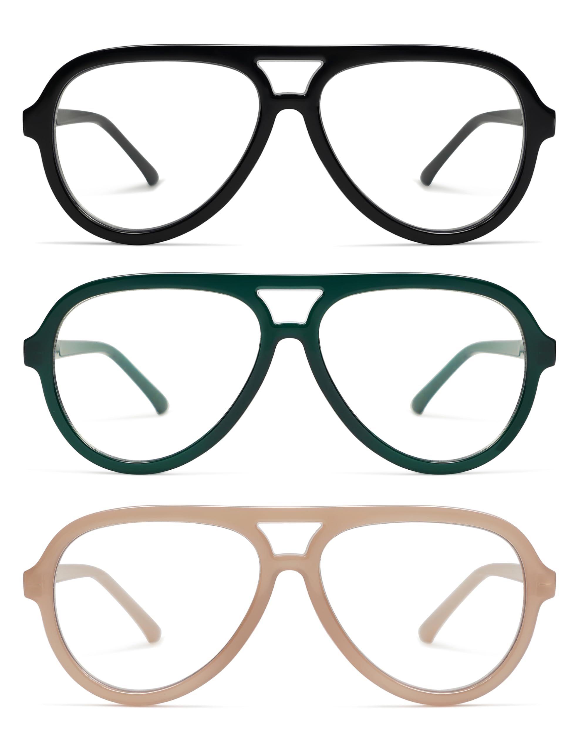 AMOMOMA 3-pack retro aviator glasses front view for everyday style.