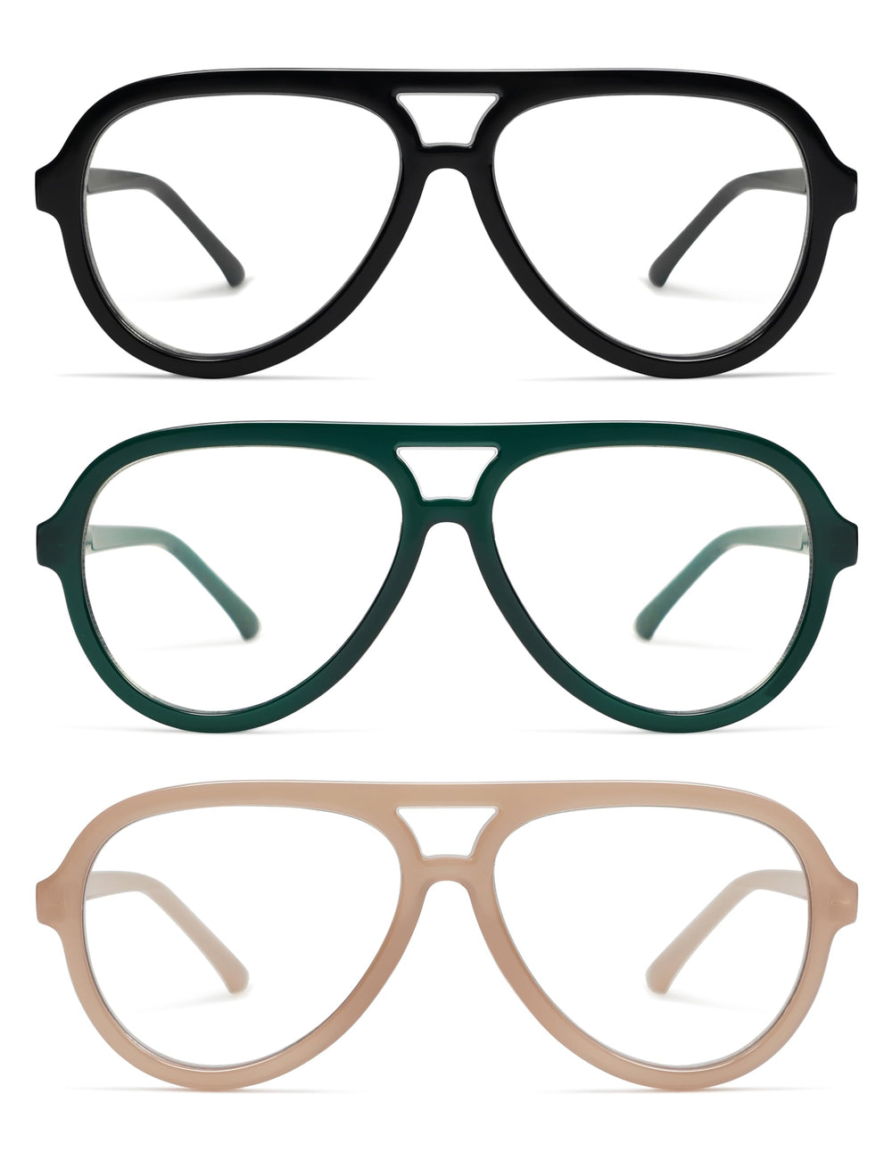 AMOMOMA 3-pack retro aviator glasses front view for everyday style.