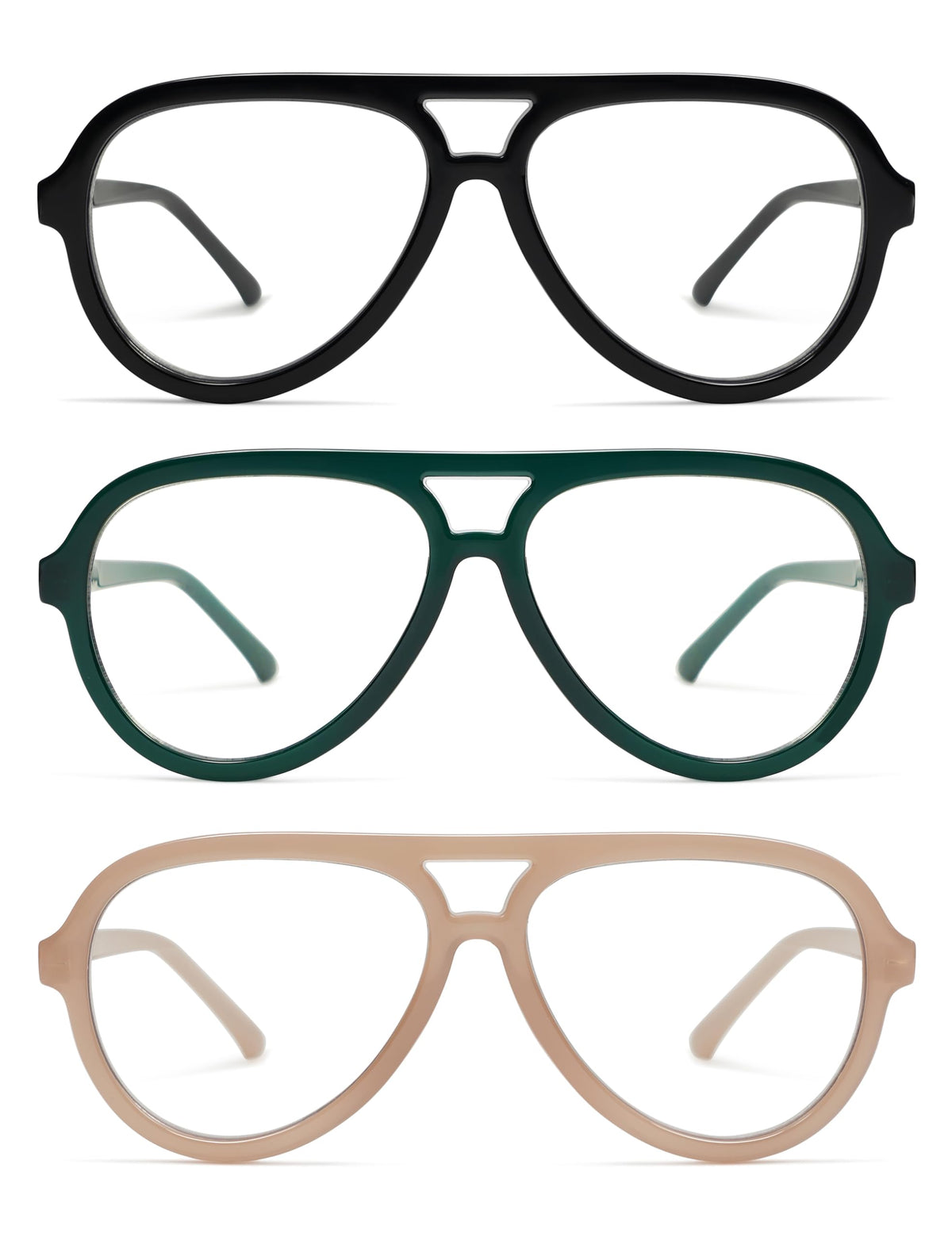 AMOMOMA 3-pack retro aviator glasses front view for everyday style.