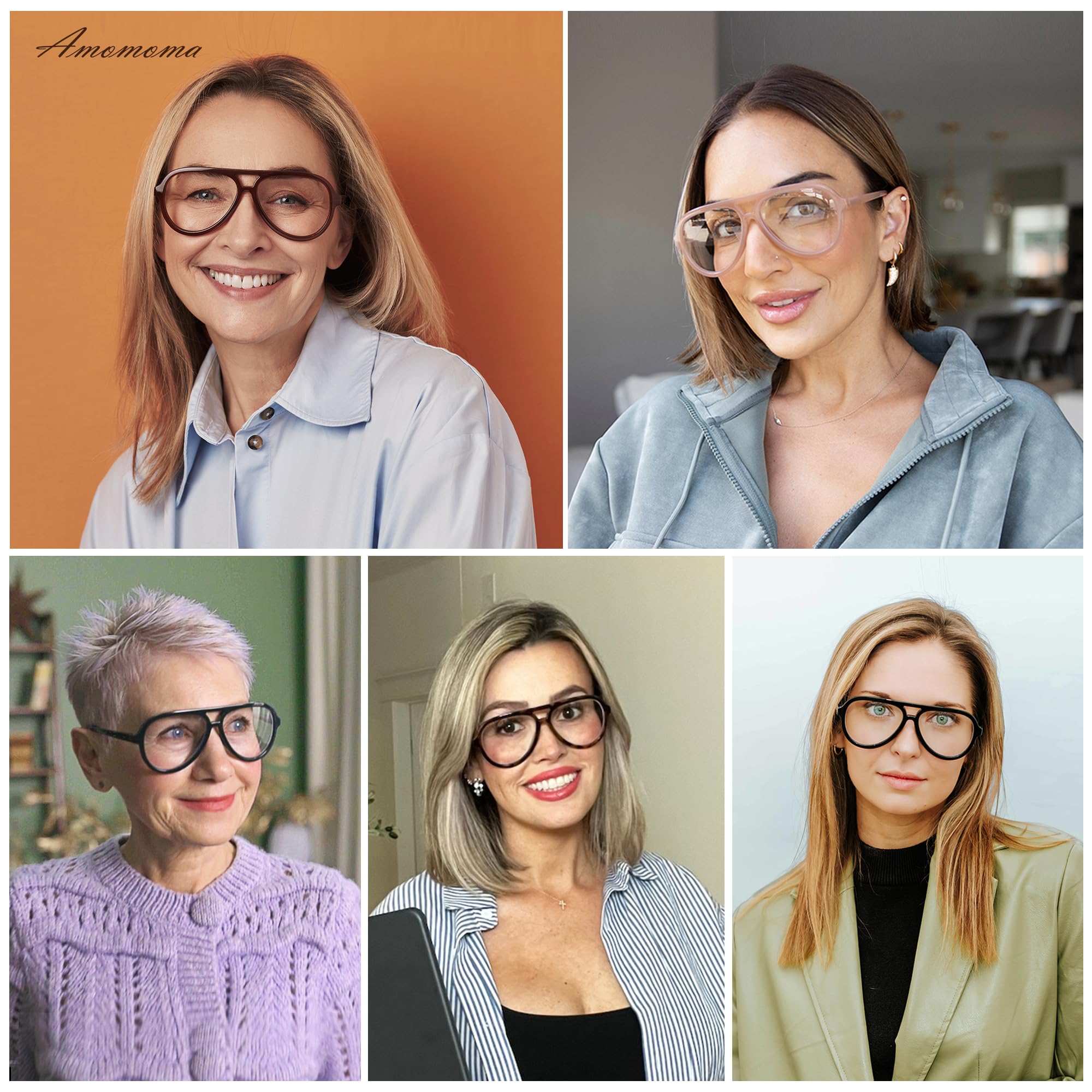 AMOMOMA aviator reading glasses side hinges offer flexible wear.