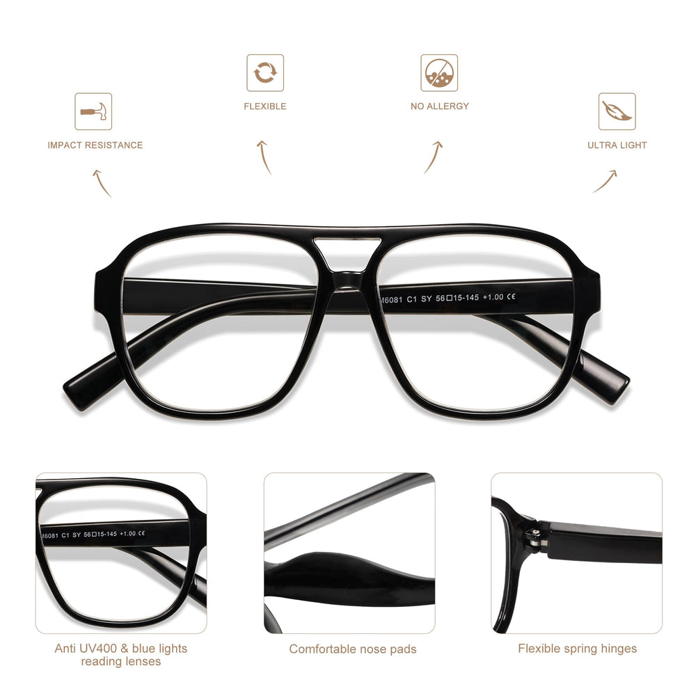 AMOMOMA large-fit aviator frames suitable for bigger faces