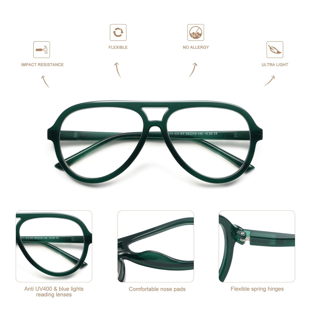 AMOMOMA large frame reading glasses suited for women and men.