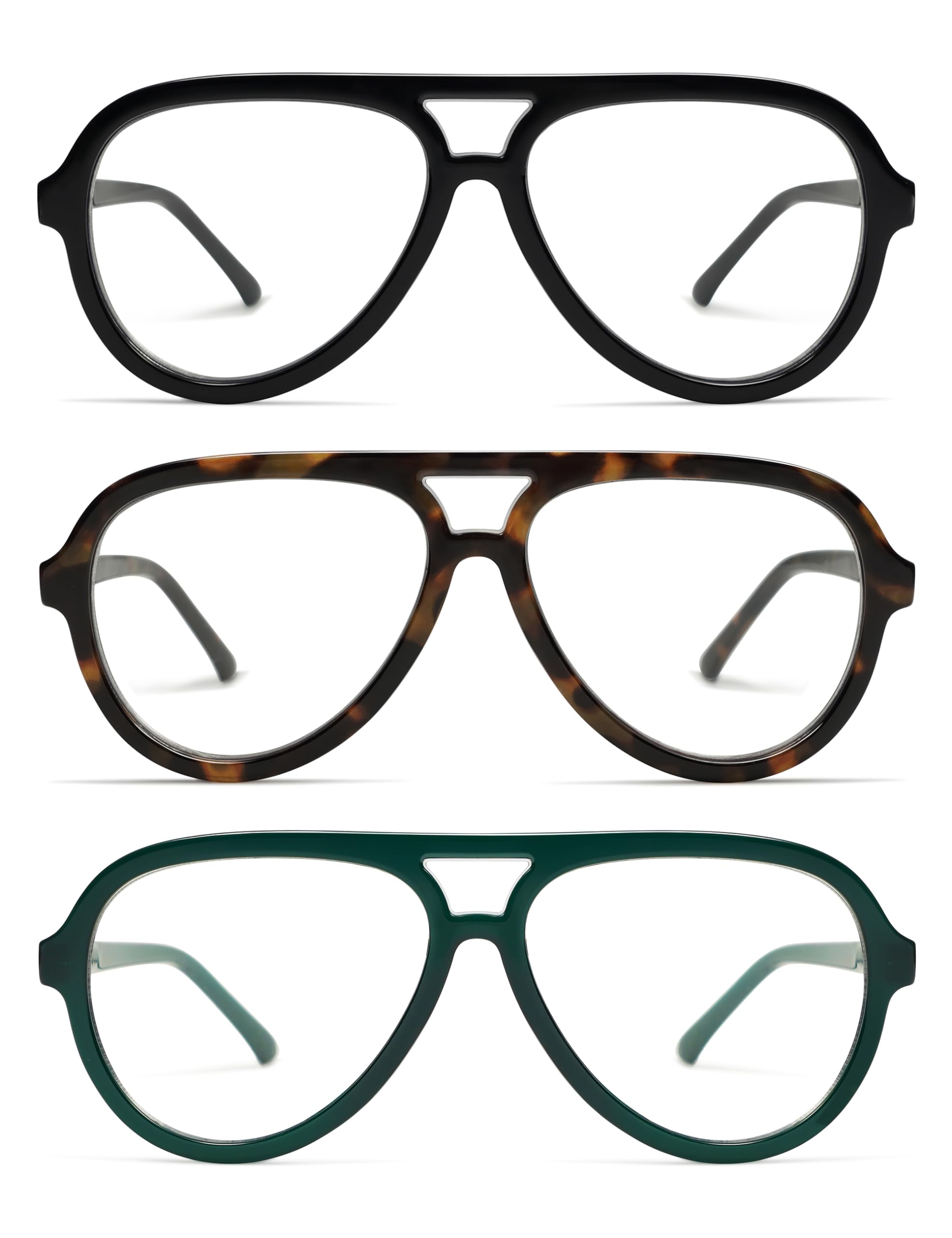 AMOMOMA retro aviator reading glasses front view with blue light protection for digital tasks