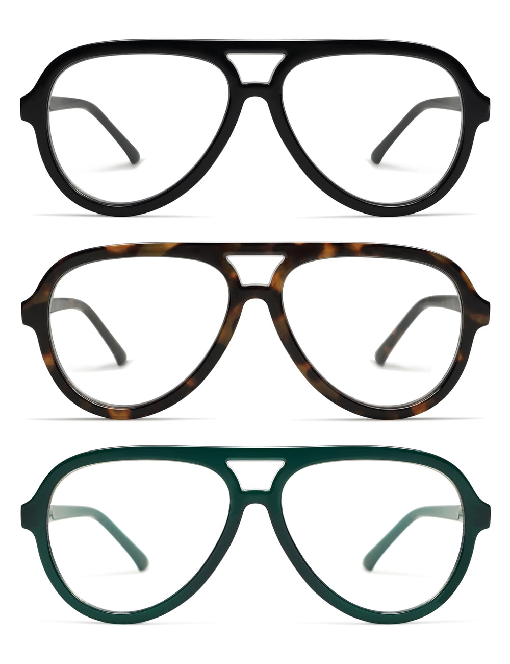 AMOMOMA retro aviator reading glasses front view with blue light protection for digital tasks
