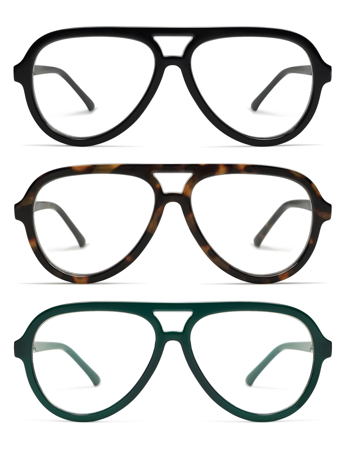 AMOMOMA retro aviator reading glasses front view with blue light protection for digital tasks