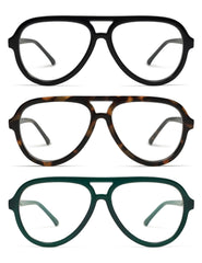 AMOMOMA retro aviator reading glasses front view with blue light protection for digital tasks