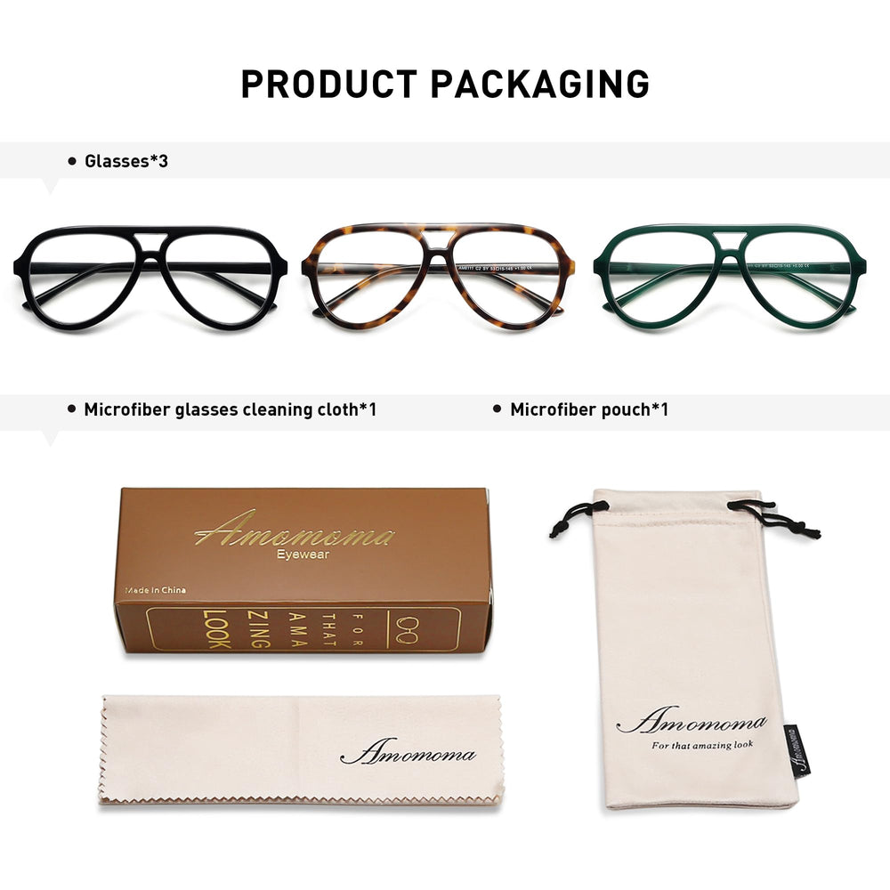 AMOMOMA three-pack reading glasses ready for sharing or backup use