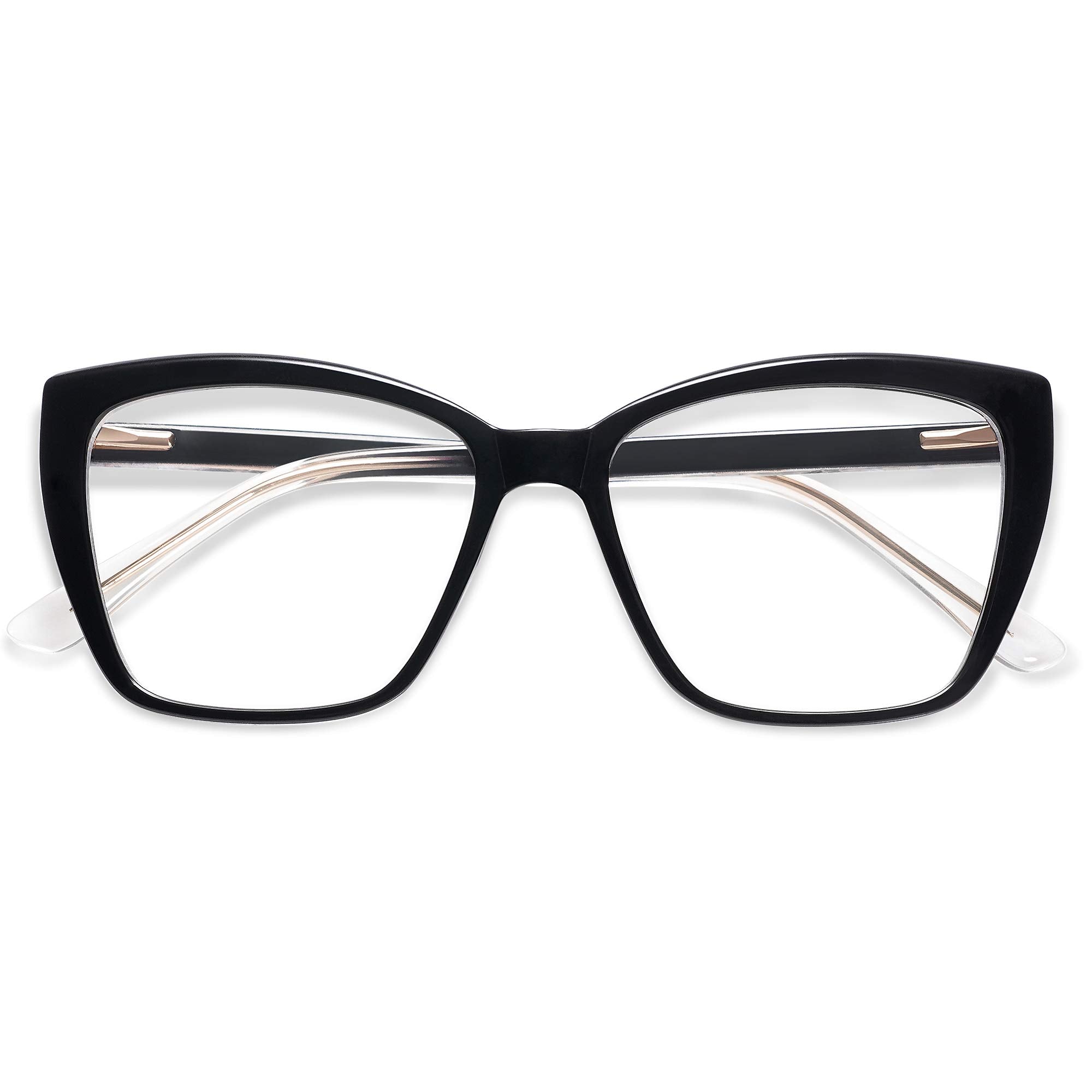 AMOMOMA AM6031C1 blue light reading glasses with black frame, ideal for reading and screen time.
