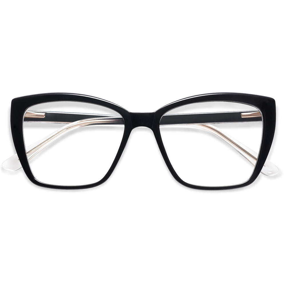 AMOMOMA AM6031C1 blue light reading glasses with black frame, ideal for reading and screen time.