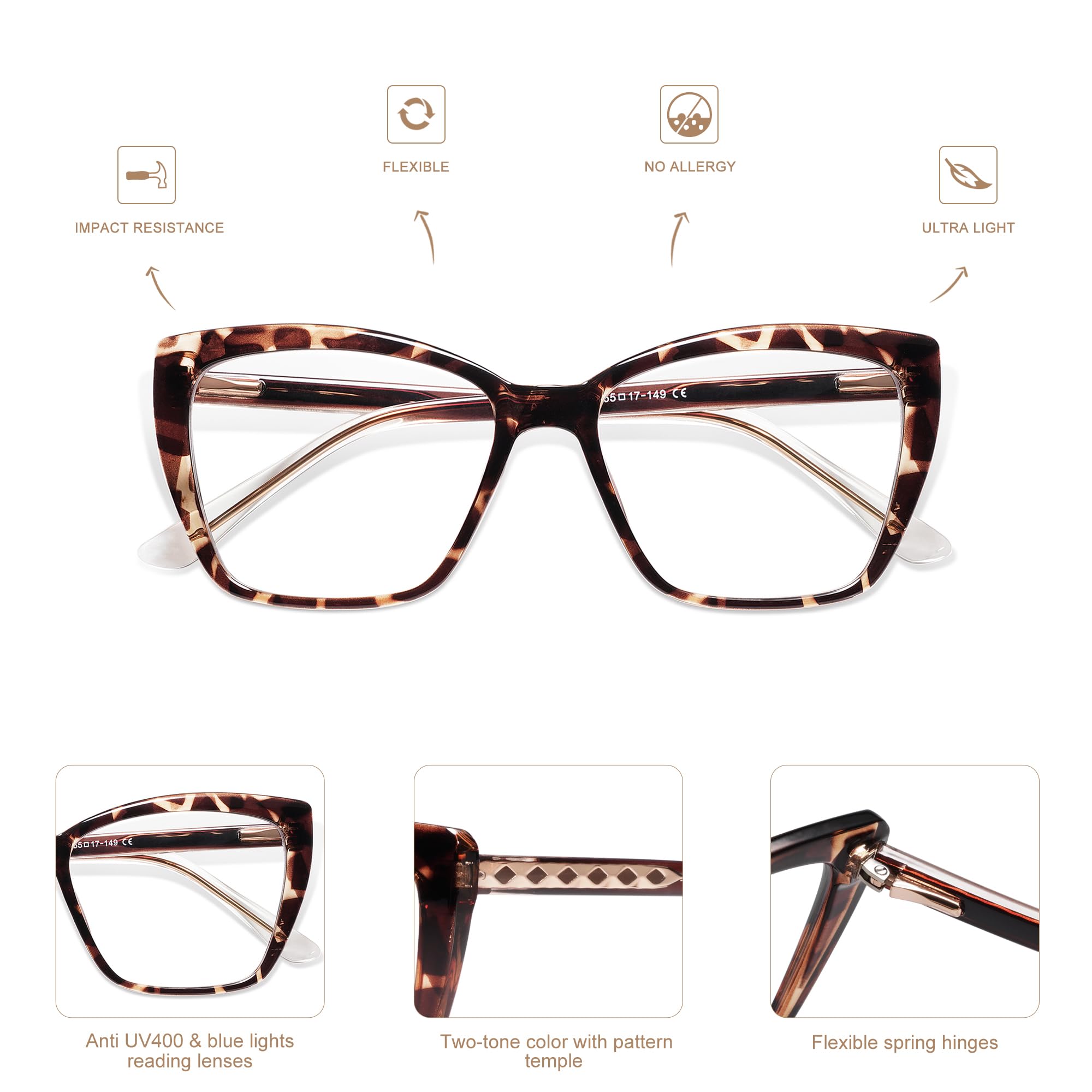 AMOMOMA ultra-lightweight TR90 frame for all-day comfort