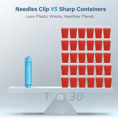 Amonior Contenedor Sharps: capacidad de hasta 1500 agujas, ideal para reemplazar varios contenedores.