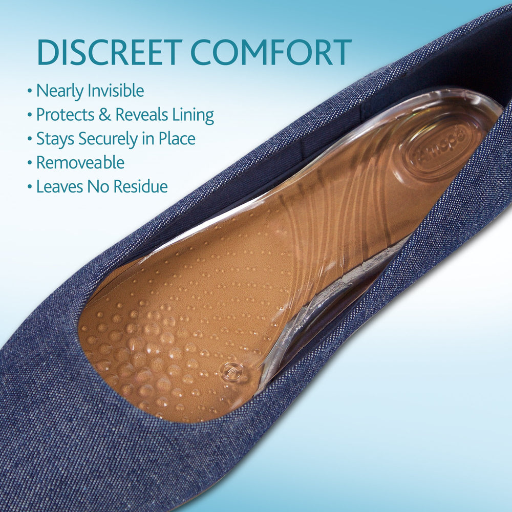 Discreet-fit insoles reduce bulk in dress flats and boots
