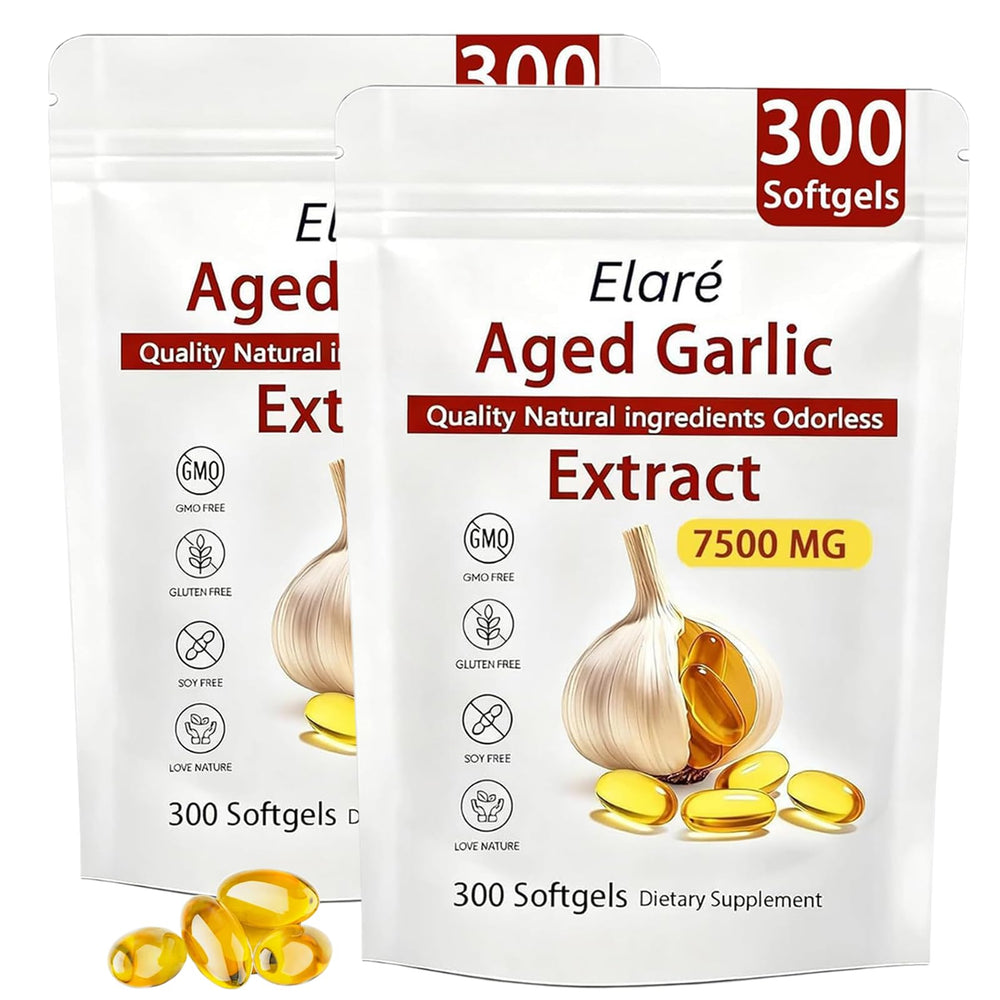 AMOQUCT Elare odorless garlic softgels with 7500mg aged garlic for daily wellness