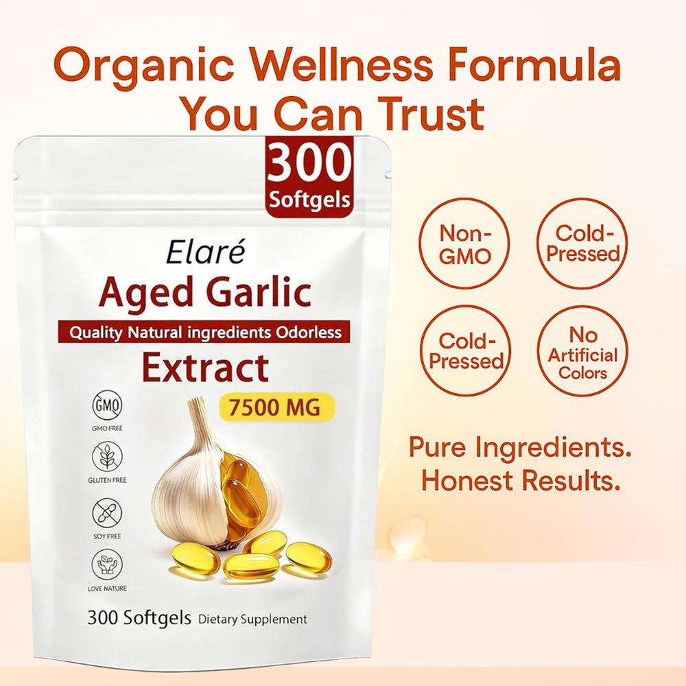 AMOQUCT Elare organic aged garlic extract in vegetarian capsules