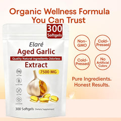 AMOQUCT Elare organic aged garlic extract in vegetarian capsules
