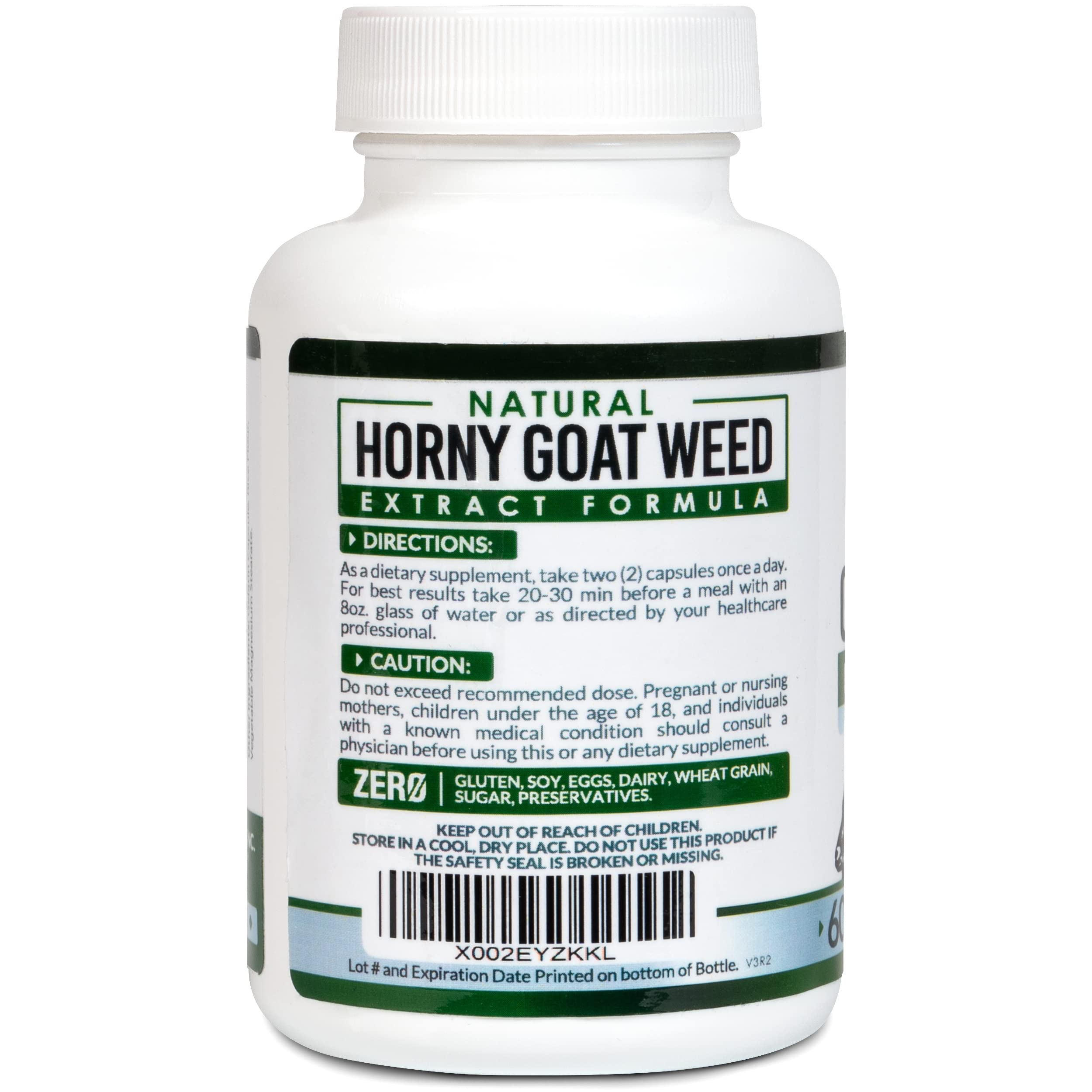 Amplicell Horny Goat Weed Complex back panel emphasizes purity and third-party testing