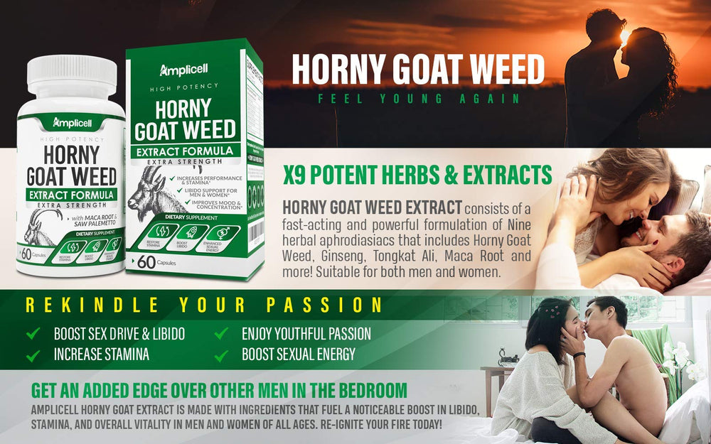 Amplicell Horny Goat Weed Complex packaging box conveys quality and US production