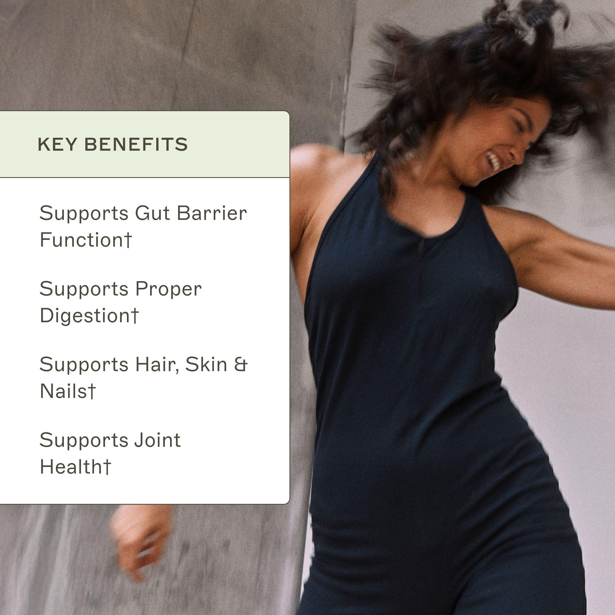 Pouring Amy Myers MD collagen powder into a glass for gut-friendly wellness
