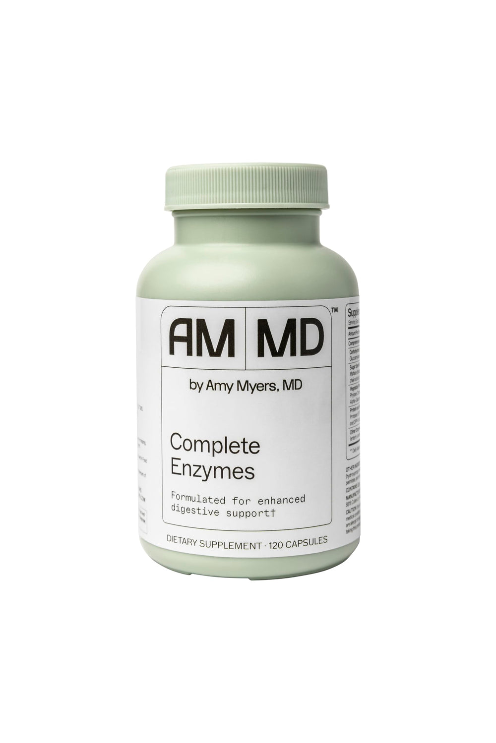 Amy Myers MD Complete Enzymes bottle closed shows practical digestive support potential.