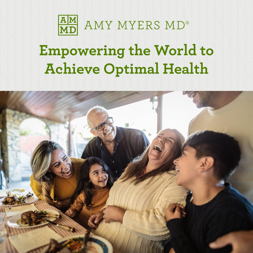 Amy Myers MD Complete Enzymes bottle on desk evokes routine digestive support for busy lifestyles.