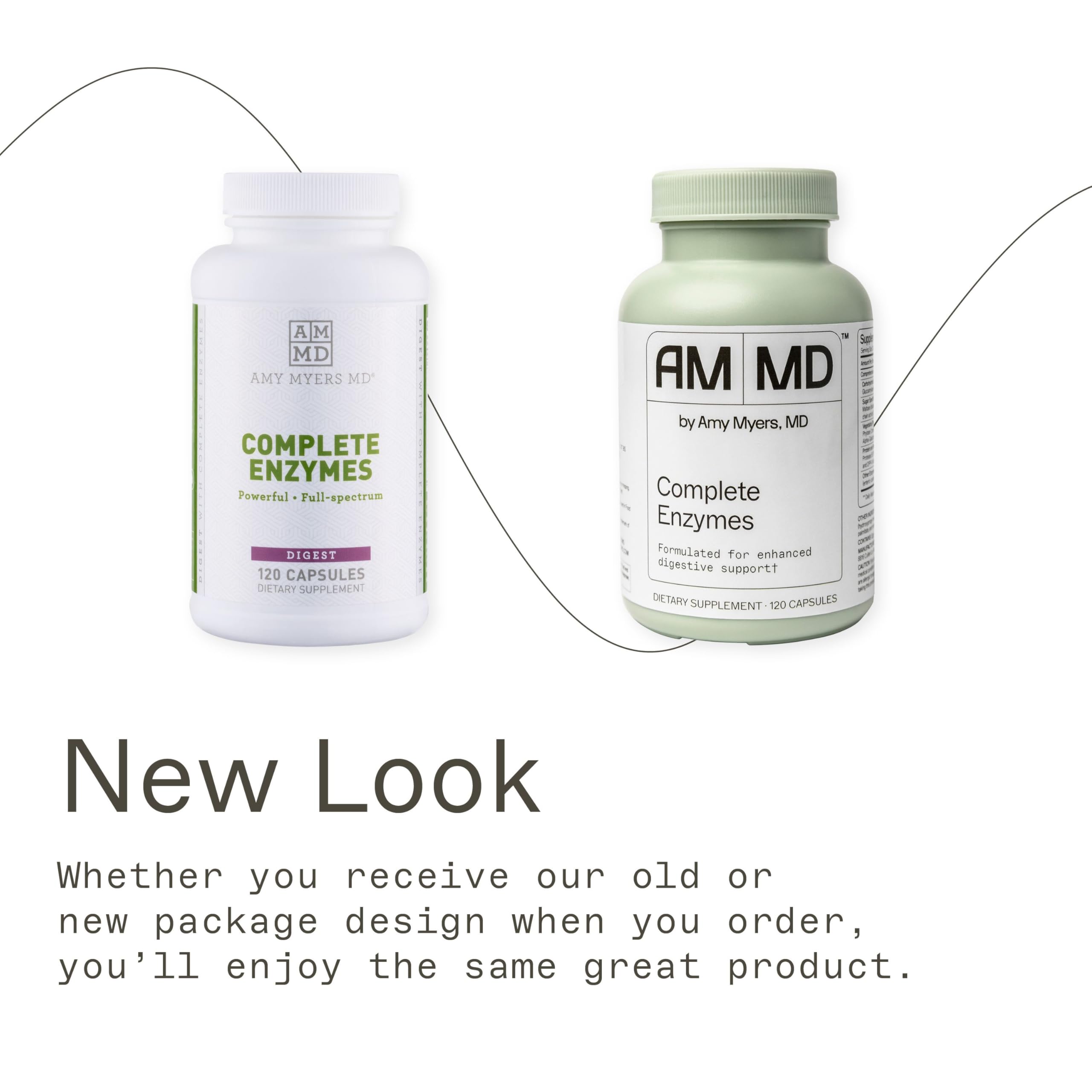 Amy Myers MD Complete Enzymes label closeup highlights gluten-free and non-dairy formulation.