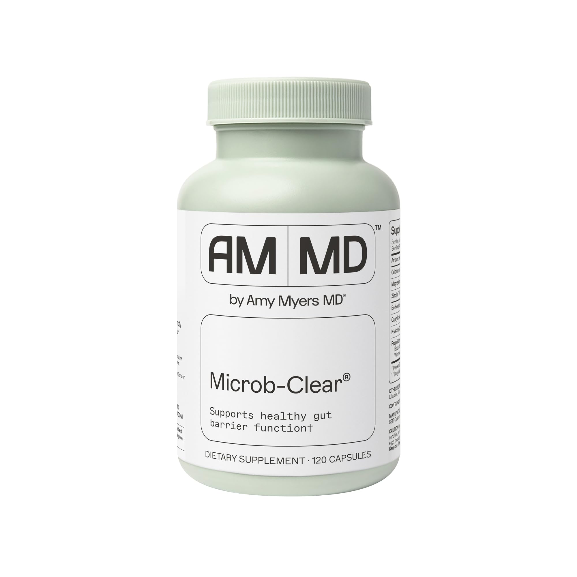 Amy Myers MD Microb-Clear bottle front showing gut health support