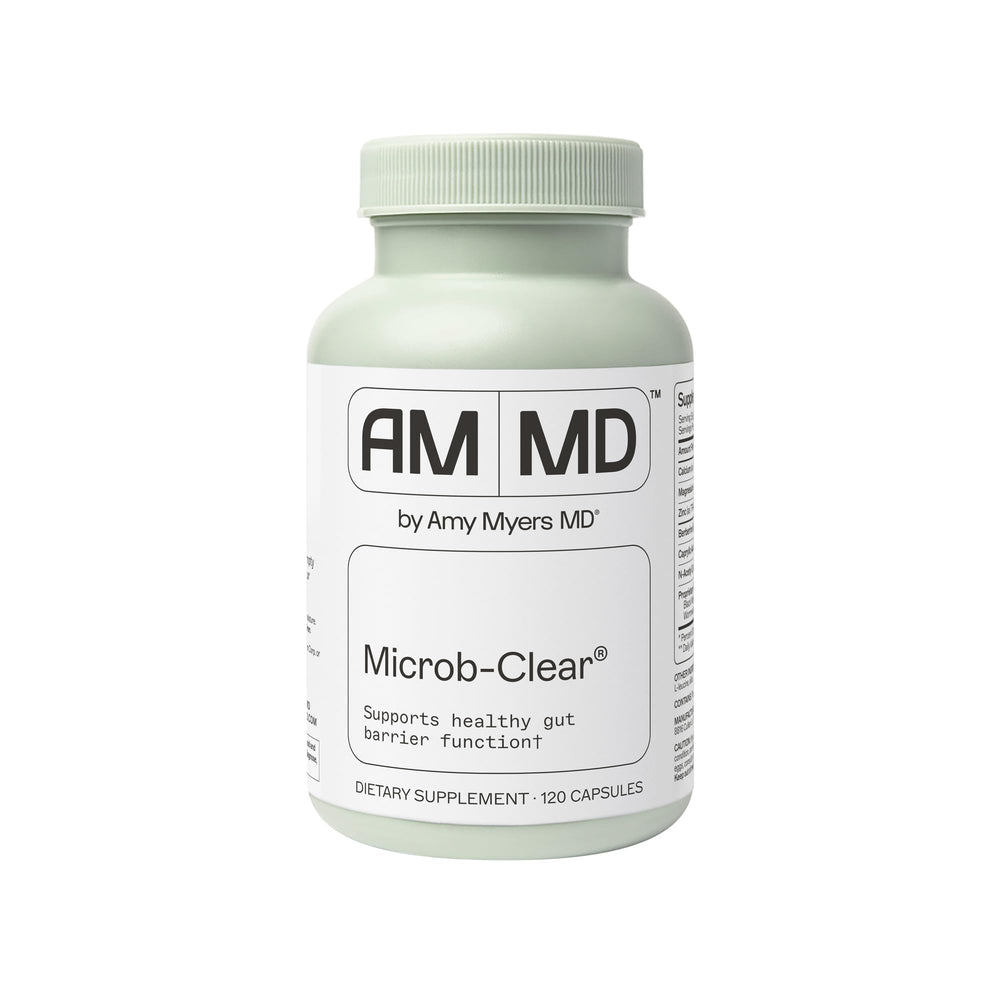Amy Myers MD Microb-Clear bottle front showing gut health support