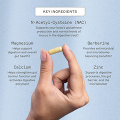 Close-up of the Amy Myers MD Microb-Clear label highlighting gluten-free and allergen-free claims