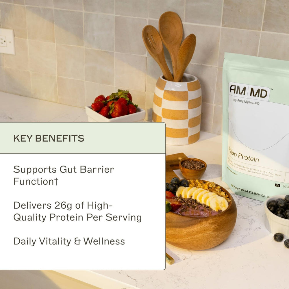 Product label highlighting grass-fed collagen peptides and gluten-free formula